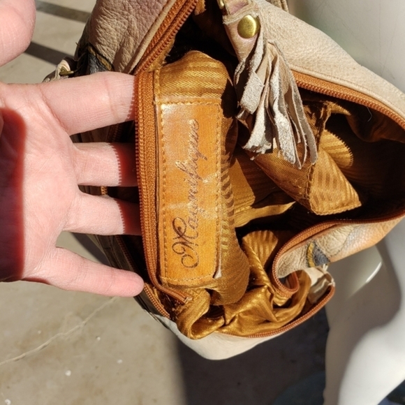 Magnifique abstract leather hand‎ painted shoulder ba - Picture 13 of 16